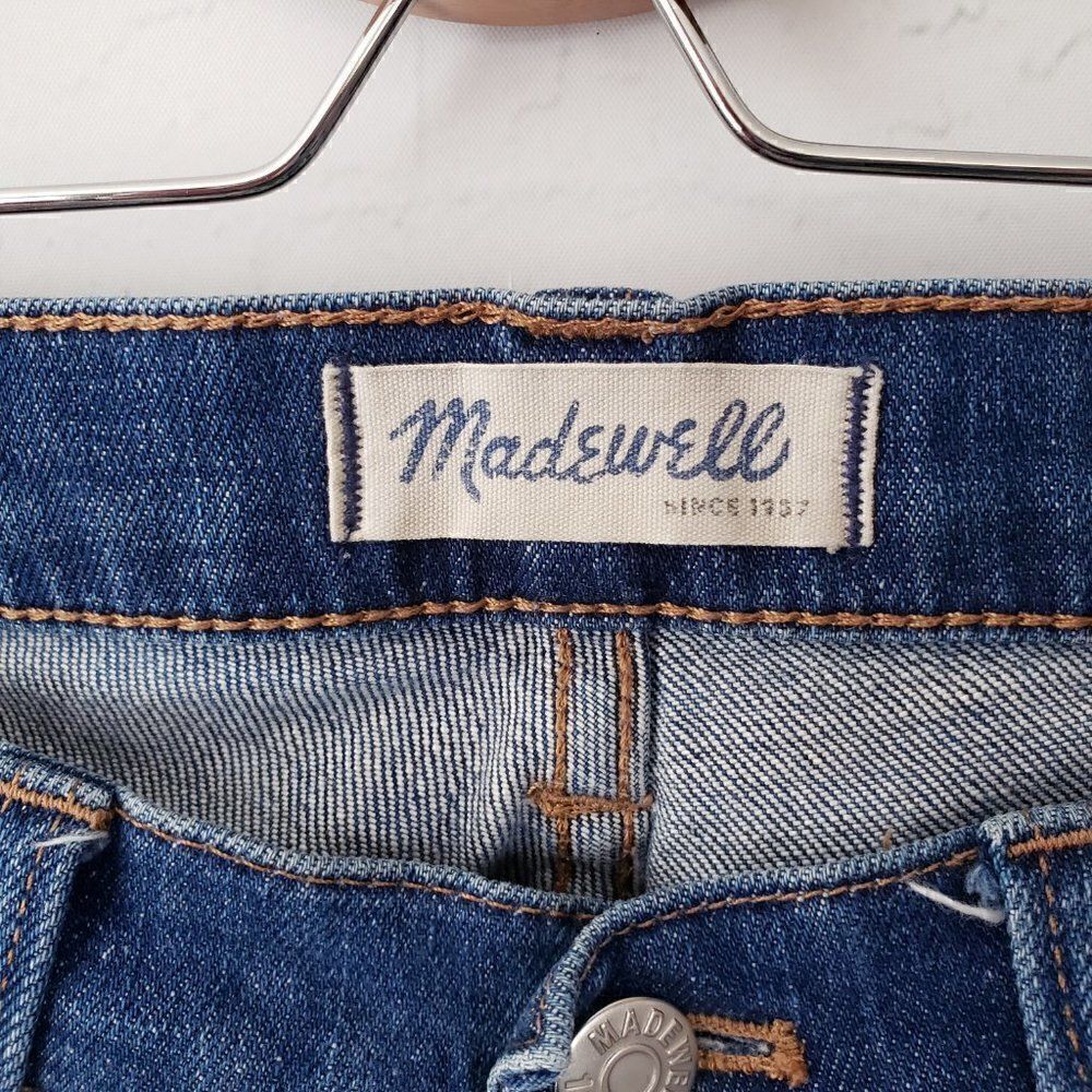 Madewell Slim Boyjean Size 27 Patches Distressed Dark Wash Denim Cotton Blend - Picture 5 of 9